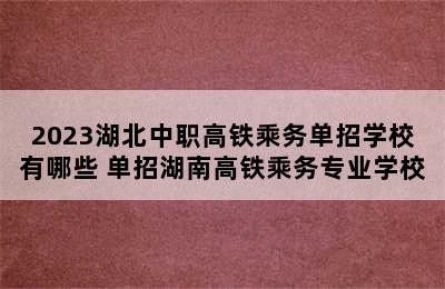 2023湖北中职高铁乘务单招学校有哪些 单招湖南高铁乘务专业学校